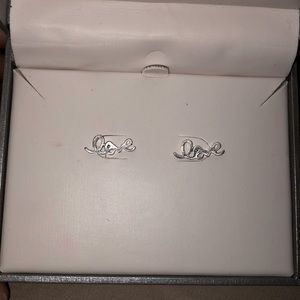 Silver “Love” Post Earrings